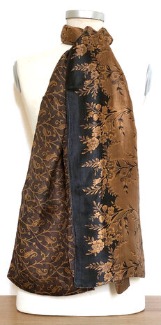 sjaal vintage gerecyclede zijde dubbel 16- koper/zwart/bruin