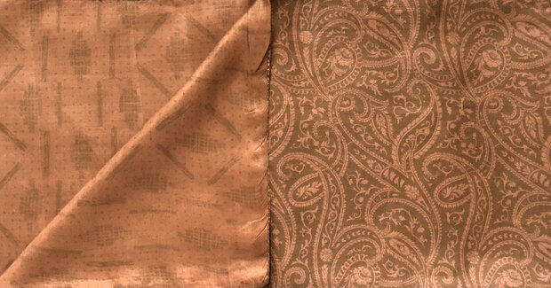 sjaal vintage gerecyclede zijde dubbel 22- donker oud roze/bruin/roestrood