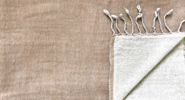 deken/plaid mousseline wol 2 -rood koper/off-white