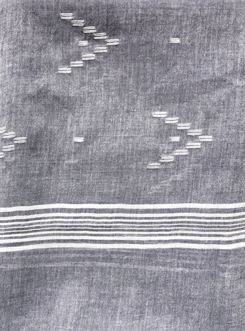 sjaal jamdani voile katoen groot- lavendelblauw-paars/wit