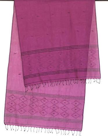 sjaal jamdani voile katoen medium- magenta