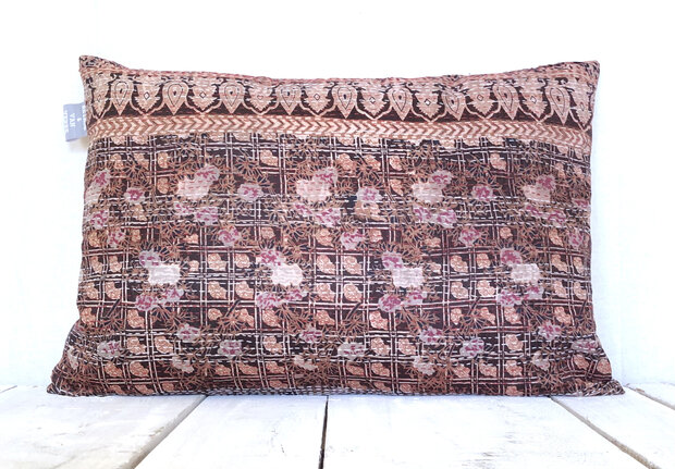 sierkussen vintage kantha silk 4- paars/roze