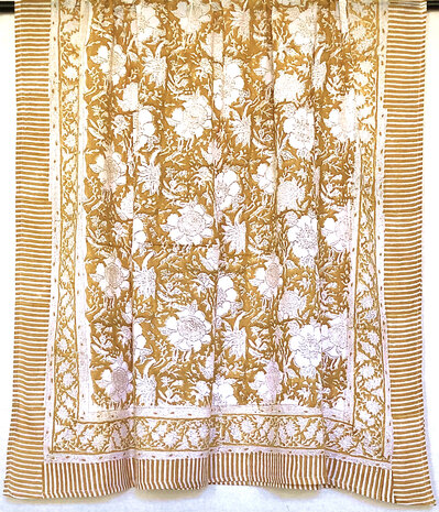 pareo/sarong/sjaal voilekatoen met hand-blockprint 3- caramel