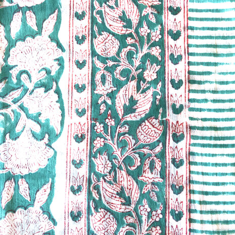 sjaal/pareo/sarong voilekatoen met hand-blockprint 4- turquoise