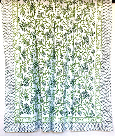 pareo/sarong/sjaal voilekatoen met hand-blockprint 6- groen/donkergroen