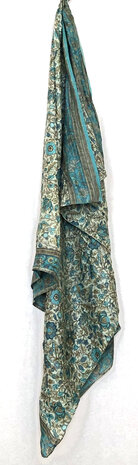 sjaal groot- recycled sari silk -turquoise