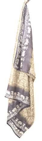 sjaal groot- recycled sari silk -lila/taupe