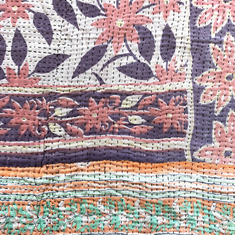  kussen pick-up 18 -vintage quilt met 2 hengsels oranje/zwart/oud paars