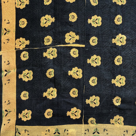  quilt kantha vintage katoen 12-geel-zwart/lila-wit