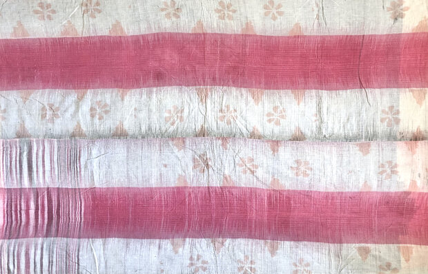  quilt kantha vintage katoen 16- koraal oranje/fuchsia/pastelroze