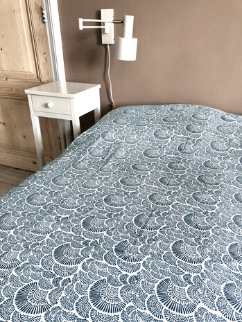 UITVERKOCHT- quilt zomer reversible dun-sprei 2 pers. 2- petrol/jade groen 