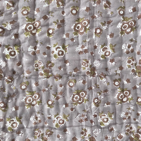 UITVERKOCHT- deken quilt eenpersoons reversible blockprint 8- vergrijsd paars/oud roze