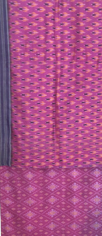 sjaal vintage gerecyclede ikat zijde dubbel 1-paars/roze