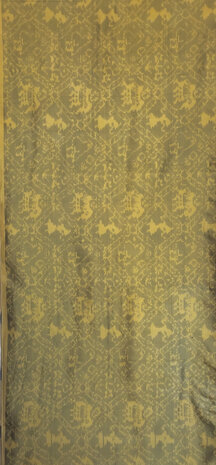sjaal vintage gerecyclede ikat zijde 3- khaki/goud