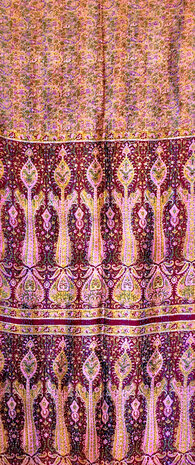 sjaal kantha zijde reversible 1- jeans blauw/steenoranje/roze