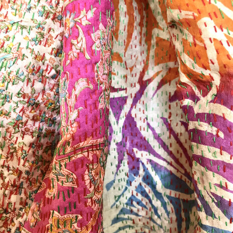 sjaal kantha zijde reversible 2- summer mix