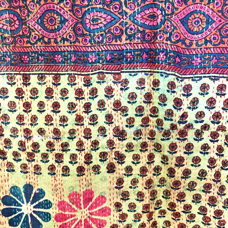 sjaal kantha zijde reversible 6- retro mix