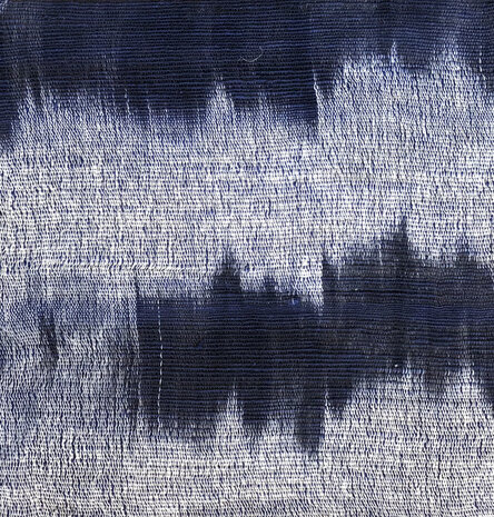 sjaal katoen grof ikat  1-off-white/indigo 