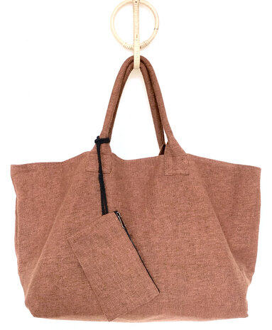 BINNENKORT WEER LEVERBAAR- tas / shopper met etui 1- steenoranje