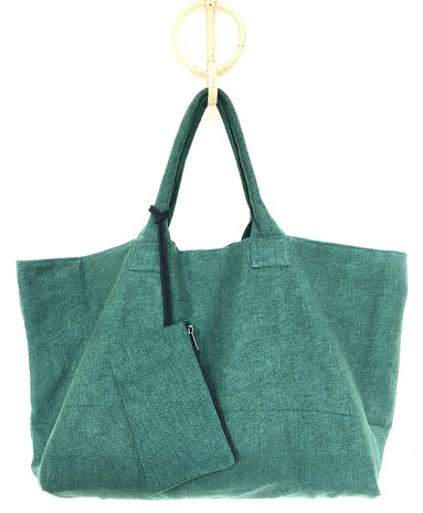 BINNENKORT WEER LEVERBAAR- tas / shopper met etui 2- petrol groen