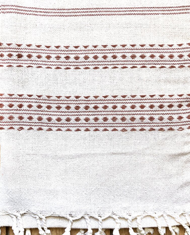 sjaal/omslagdoek etnic  XL katoen grof 2- roestbruin/off-white