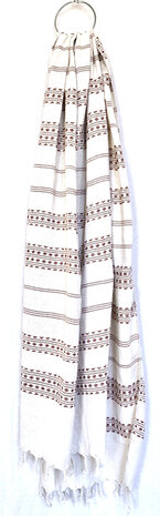 sjaal/omslagdoek etnic  XL katoen grof 2- roestbruin/off-white