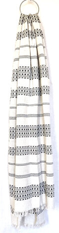 sjaal/omslagdoek etnic  XL katoen grof 1-zwart/off-white