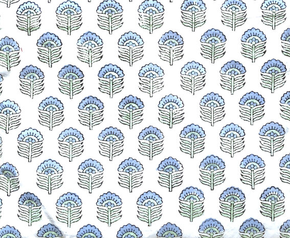 pyjamaset blockprint katoen 2- lichtgroen/blauw