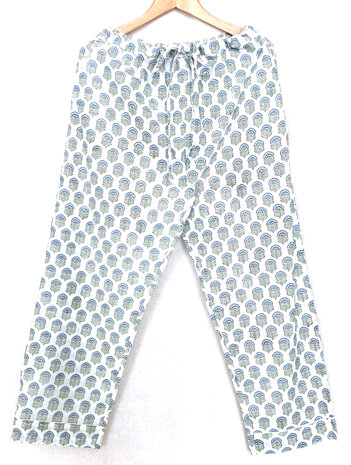pyjamaset blockprint katoen 2- lichtgroen/blauw