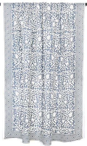  sjaal/pareo/sarong voilekatoen met hand-blockprint ethnic 5- jeans blauw