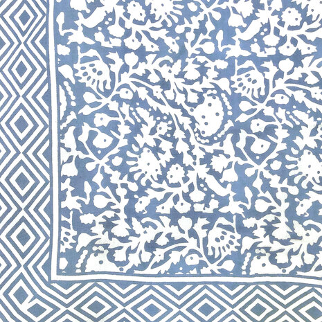  sjaal/pareo/sarong voilekatoen met hand-blockprint ethnic 5- jeans blauw