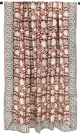  sjaal/pareo/sarong voilekatoen met hand-blockprint ethnic 8-d.rood/zwart
