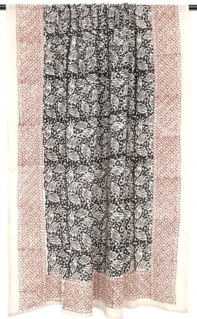  sjaal/pareo/sarong voilekatoen met hand-blockprint ethnic 13-zwart/roest