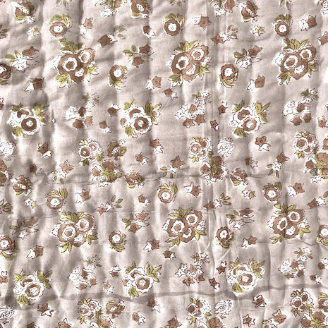deken quilt tweepersoons reversible blockprint 8- vergrijsd paars/oud roze