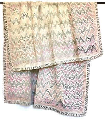  White quilt /pastel kantha vintage- full embroidery 23