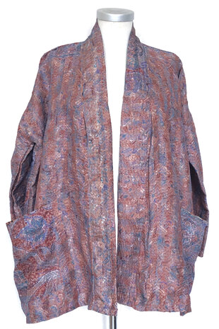  jasje basic kantha gerecyclede zijde 2- roze/blauw