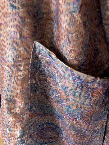  jasje basic kantha gerecyclede zijde 2- roze/blauw