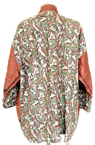  jasje basic kantha gerecyclede zijde 3-steenoranje/blaadjes