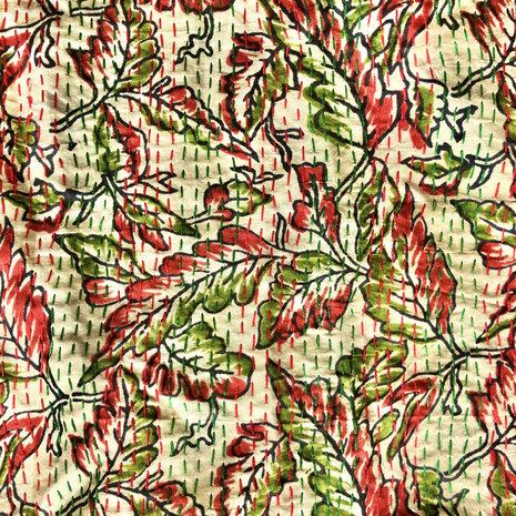  jasje basic kantha gerecyclede zijde 3-steenoranje/blaadjes