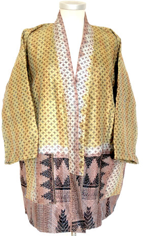  jasje basic kantha gerecyclede zijde 4-goudgeel/oud roze
