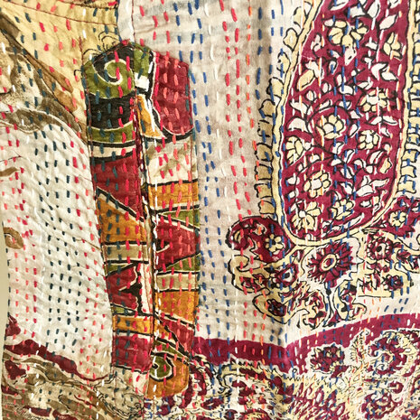 jacket reversible kantha oversized recycled silk 14- paisley rood-beige/etnic