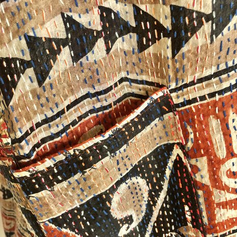 jacket reversible kantha oversized recycled silk 14- paisley rood-beige/etnic