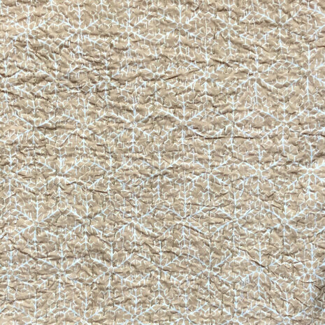 sprei new kantha 2 pers. handdoorgestikt powder beige
