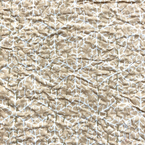 sprei new kantha 2 pers. handdoorgestikt powder beige