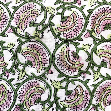  tote bag/tas katoen handblockprint 2- roze/groen