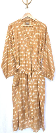 Kimono katoen ikat geweven 1- steenoranje