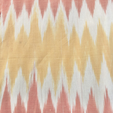 Kimono katoen ikat geweven 2- vaalrood/zacht maisgeel