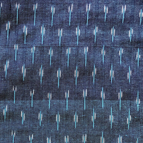 Kimono katoen ikat geweven 4- jeansblauw/turquoise/wit