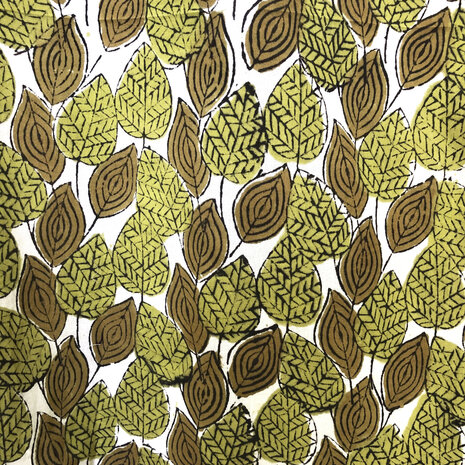 kimono katoen handblockprint 7- legergroen/bruin 