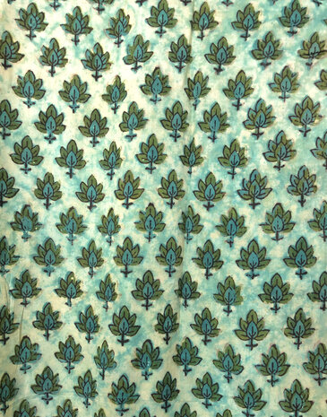 Kimono katoen Ajrakh print 13- groen/aqua